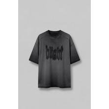Abluka Online Erkek Baskılı Yıkamalı Oversize T-Shirt Siyah