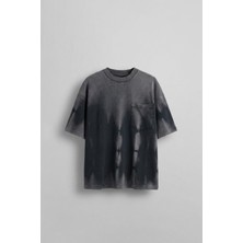 Abluka Online Erkek Yıkama Efektli Oversize T-Shirt Siyah