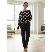 Merlot Puan Desenli Viskon Üst