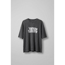 Abluka Online Erkek Yıkamalı Ribana Kumaş Oversize T-Shirt Siyah