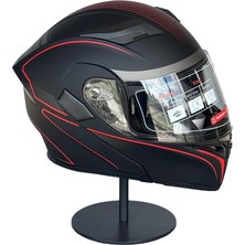 Scharf 902 Çene Açılır Motosiklet Kaskı – Güneş Gözlüklü (Şeffaf Vizörlü) Hx8 Red