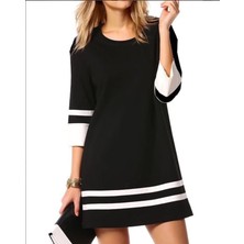 Nake Butik Kadın Çizgili Kısa Kol Elbise