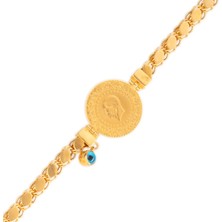 Hakan Mücevherat Pullu Çeyrekli Bileklik 14 Ayar Altın