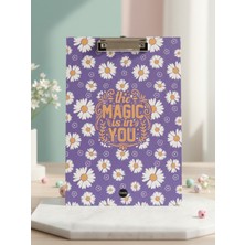 Bam Papatya Desenli Mor Sekreterlik A4 Boyut