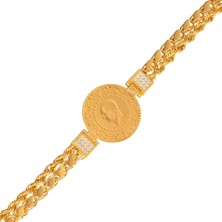 Hakan Mücevherat Halat ve Pullu Çeyrekli Bileklik 14 Ayar Altın