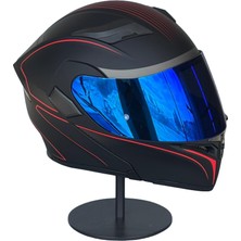 Scharf 902 Çene Açılır Motosiklet Kaskı – Güneş Gözlüklü (Darkblue Vizörlü) Hx8 Red