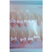 Orange Taşlı Takma Badem Tırnak