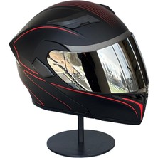 Scharf 902 Çene Açılır Motosiklet Kaskı – Güneş Gözlüklü (Silver Vizörlü)Hx8 Red