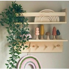 Ahsap Craft 2'li Ahşap Montessori Askılık Raf ve Kitaplık