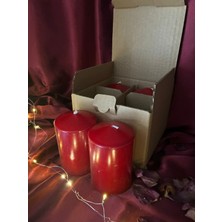 İzmir Candle Silindir 7*10CM Kırmızı 4lü Set