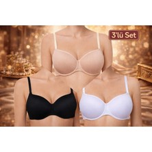 3lü Toparlayıcı Sütyen Seti 3 Renk Tek Pakette Destekli ve Dolgulu Cıkarılabilir Ayar Askılı