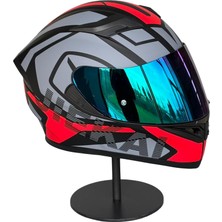 Scharf 316 Full Face Motosiklet Kaskı – Güneş Gözlüklü (Rainbow Green Vizörlü) Jx1 Red