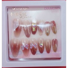 Orange Kalp Fiyonklu Takma Badem Tırnak