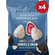 Patiswiss Beyaz Çikolatalı Kremalı Bisküvi Çilek Draje 50g x 4 Adet