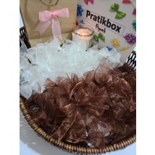 Pratikbox Fiyonk / Tül 2cm'lik /hediyelik /süsleme/çift Renk/kahverengi 25 Adet ve Krem Renk 25 Adet / 50 Adet