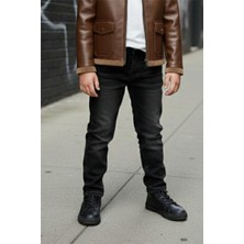 Pina Kids Erkek Çocuk Deri Ceketli Kot Pantolonlu Penyeli Üçlütakım