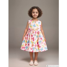 Lc Waikiki Yeni Sezon Bisiklet Yaka Çiçekli Poplin Kız Bebek Elbise