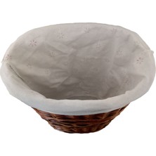 Bosphorus Hasır Sepet Oval Şekilli Içi Kumaşlı Kahverengi 36X36X26 cm