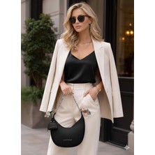 Orijinal Just Polo Kadın Omuz ve El Çantası Baguette Çanta & Ipek Fular Detayı 6083