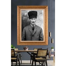 Giyense Özel Seri Altın Paspartulu Çerçeveli Atatürk Tablo C389