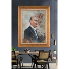 Giyense Özel Seri Altın Paspartulu Çerçeveli Atatürk Tablo C243