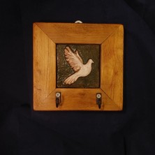 Toprakana Art Duvar Panosu Güvercin Anahtarlık Askılık Tablo 14,5 × 14,5 × 2,5 cm