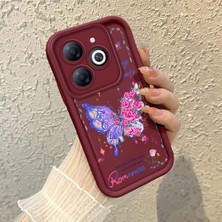 HONTINGA Tecno Spark Go 2024 ile Uyumlu Kılıfı Düşüme Önleyici Basitlik Anti Düşme Kamera Korumali Kelebek Bordo Desen Yumuşak Silikon Telefon Kılıfı Kadın ve Erkek Için Uygundur K2-7069