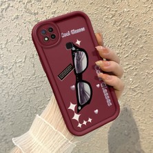 HONTINGA Xiaomi Redmi 9c ile Uyumlu Kılıfı Düşüme Önleyici Basitlik Anti Düşme Kamera Korumali Kedi Bordo Desen Yumuşak Silikon Telefon Kılıfı Kadın ve Erkek Için Uygundur K2-7068