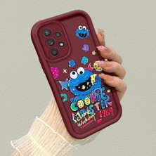 HONTINGA Samsung Galaxy A52 ile Uyumlu Kılıfı Düşüme Önleyici Basitlik Anti Düşme Kamera Korumali Doraemon Bordo Desen Yumuşak Silikon Telefon Kılıfı Kadın ve Erkek Için Uygundur K2-7070