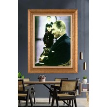 Giyense Özel Seri Altın Paspartulu Çerçeveli Atatürk Tablo C441