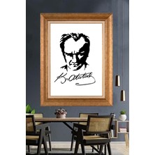 Giyense Özel Seri Altın Paspartulu Çerçeveli Atatürk Tablo C446