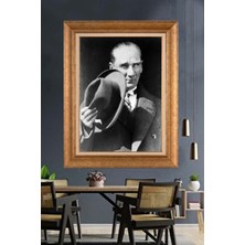 Giyense Özel Seri Altın Paspartulu Çerçeveli Atatürk Tablo C71