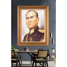 Giyense Özel Seri Altın Paspartulu Çerçeveli Atatürk Tablo C87