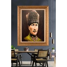 Giyense Özel Seri Altın Paspartulu Çerçeveli Atatürk Tablo C247