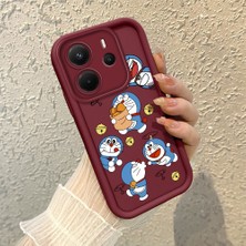 HONTINGA Xiaomi Redmi Note 14 ile Uyumlu Kılıfı Düşüme Önleyici Basitlik Anti Düşme Kamera Korumali Doraemon Bordo Desen Yumuşak Silikon Telefon Kılıfı Kadın ve Erkek Için Uygundur K2-7070