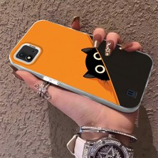 HONTINGA Realme C20 ile Uyumlu Kılıfı Silikon Kenar Sert Arka Düşüme Önleyici Basitlik Anti Düşme Kamera Korumali Kedi Desen Telefon Kılıf Kadın ve Erkek Için Uygundur K1-0632