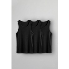 Abluka Online Erkek %100 Pamuklu Basic Fitilli Sporcu Atlet 3'lu Set Siyah