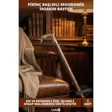 Letsii Şık Ergonomik Ahşap Pirinç Baston Model 4