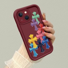 HONTINGA iPhone 15 Plus ile Uyumlu Kılıfı Düşüme Önleyici Basitlik Anti Düşme Kamera Korumali Kelebek Bordo Desen Yumuşak Silikon Telefon Kılıfı Kadın ve Erkek Için Uygundur K2-7069