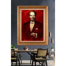 Giyense Özel Seri Altın Paspartulu Çerçeveli Atatürk Tablo C483