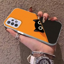 HONTINGA Samsung Galaxy A72 ile Uyumlu Kılıfı Silikon Kenar Sert Arka Düşüme Önleyici Basitlik Anti Düşme Kamera Korumali Kedi Desen Telefon Kılıf Kadın ve Erkek Için Uygundur K1-0632