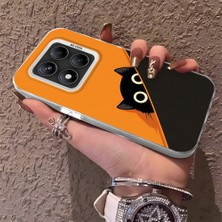 HONTINGA Xiaomi Redmi Note 14 Pro 5g ile Uyumlu Kılıfı Silikon Kenar Sert Arka Düşüme Önleyici Basitlik Anti Düşme Kamera Korumali Kedi Desen Telefon Kılıf Kadın ve Erkek Için Uygundur K1-0632