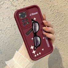 HONTINGA Xiaomi Redmi Note 11 ile Uyumlu Kılıfı Düşüme Önleyici Basitlik Anti Düşme Kamera Korumali Kedi Bordo Desen Yumuşak Silikon Telefon Kılıfı Kadın ve Erkek Için Uygundur K2-7068