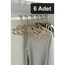 Fesya Home 6 Adet Plastik Boncuk Askı Elbise Kıyafet ve Gömlek Askısı - Kahverengi