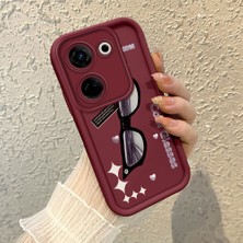 HONTINGA Tecno Camon 20 ile Uyumlu Kılıfı Düşüme Önleyici Basitlik Anti Düşme Kamera Korumali Kedi Bordo Desen Yumuşak Silikon Telefon Kılıfı Kadın ve Erkek Için Uygundur K2-7068