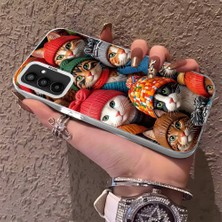 HONTINGA Samsung Galaxy M23 ile Uyumlu Kılıfı Silikon Kenar Sert Arka Düşüme Önleyici Basitlik Anti Düşme Kamera Korumali Şirin Kedi Desen Telefon Kılıf Kadın ve Erkek Için Uygundur K1-0631