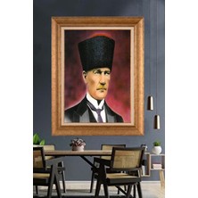 Giyense Özel Seri Altın Paspartulu Çerçeveli Atatürk Tablo C246