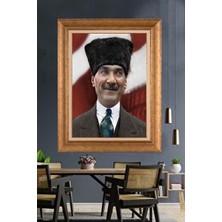 Giyense Özel Seri Altın Paspartulu Çerçeveli Atatürk Tablo C346