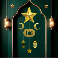 Hediye Sandalı Ramazan Tavan Süsleri Cami, Yıldız ve Hilal Temalı Asmalı 7 Parça