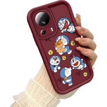 HONTINGA Xiaomi Mi 13 Lite ile Uyumlu Kılıfı Düşüme Önleyici Basitlik Anti Düşme Kamera Korumali Doraemon Bordo Desen Yumuşak Silikon Telefon Kılıfı Kadın ve Erkek Için Uygundur K2-7070